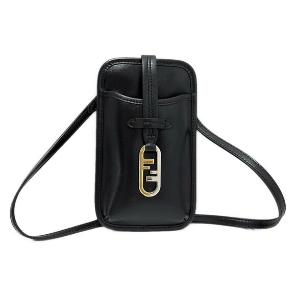 FENDI O'Lock Black Leather Shoulder Bag 456-090225 - Picture 1 of 8